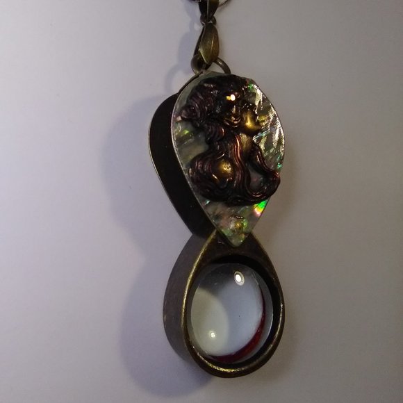 Magnifying Glass Bronze Tone Vintage Style Art Nouveau Lady Face Mother … - Picture 6 of 12